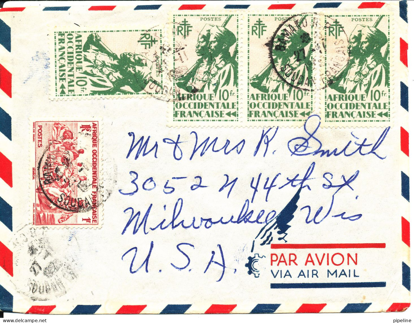 Afrique Occidentale Francaise Air Mail Cover Sent To USA Soudan Francaise - Covers & Documents