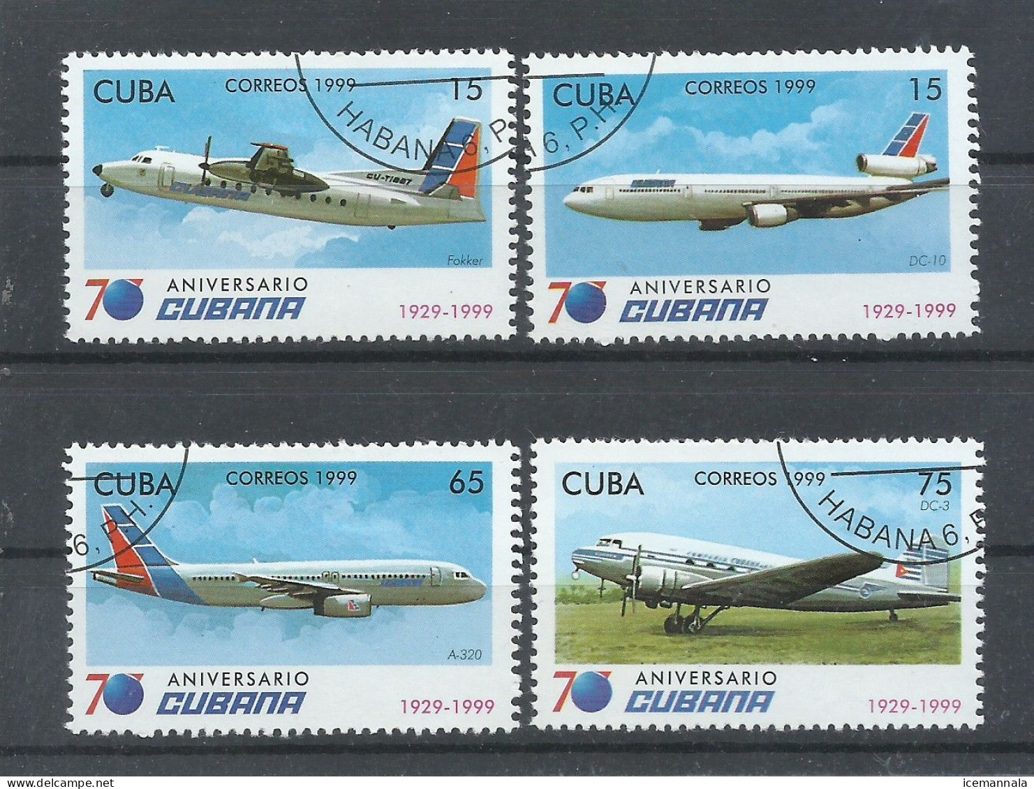 CUBA   YVERT   3834/37 - Flugzeuge