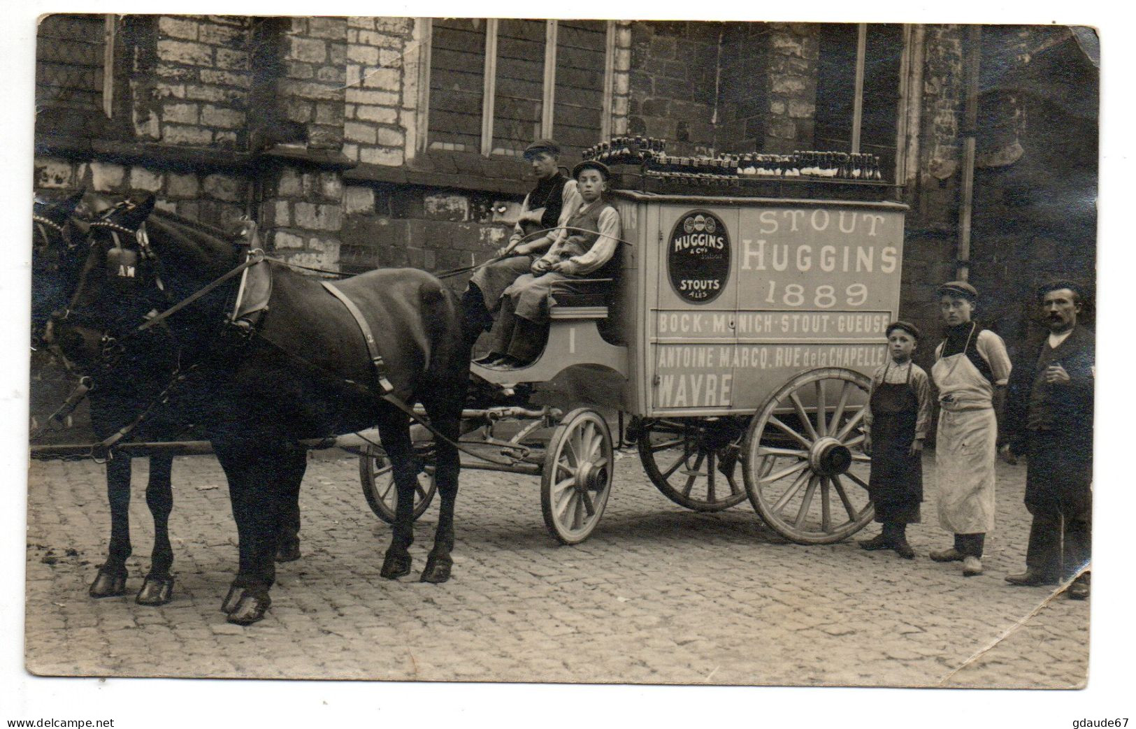 WAVRE - CARTE PHOTO PLACE DE LA CURE - ATTELAGE BIERE STOUT HUGGINS - ANTOINE MARCQ RUE DE LA CHAPELLE - BOCK GUEUSE - Wavre