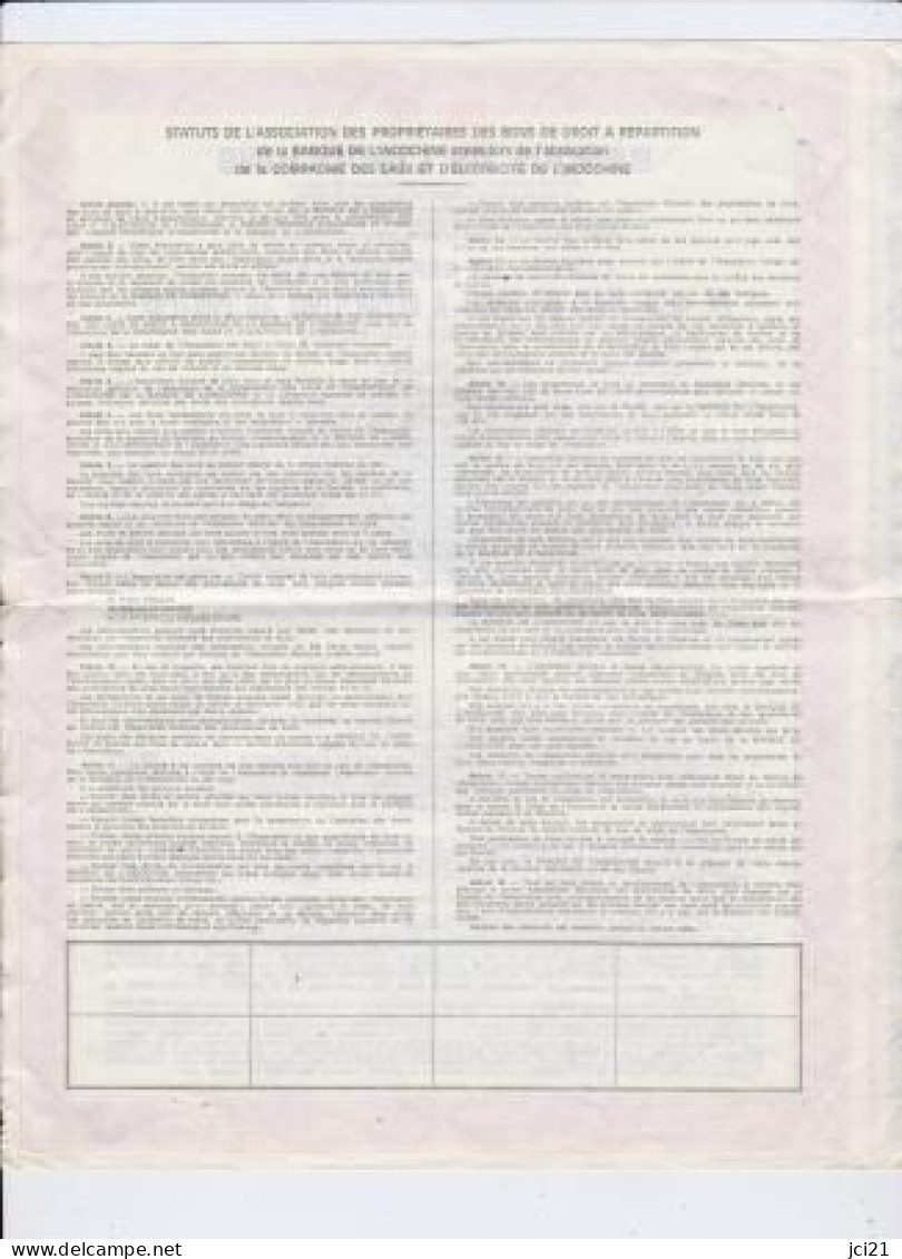 Banque De L'Indochine - Neuf Bons De Droit N° 0.002,462 [_RLVP98-99] - Banco & Caja De Ahorros