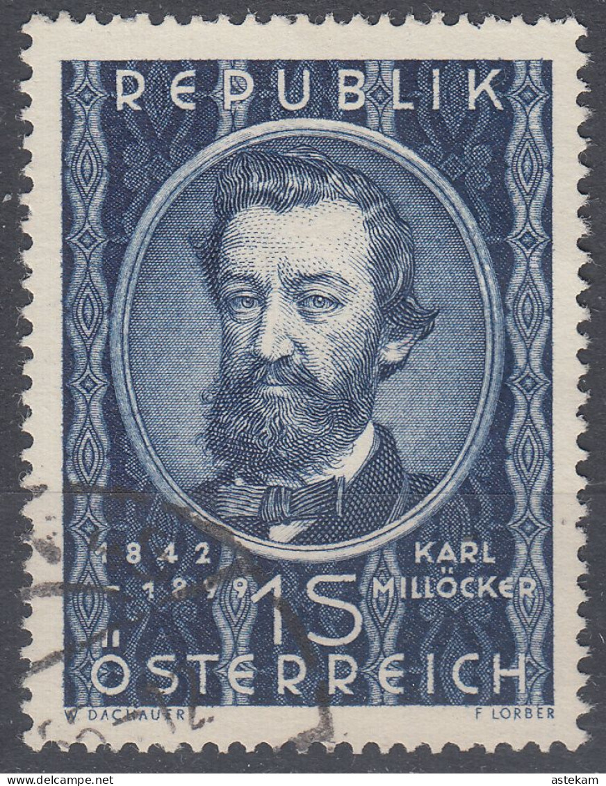 AUSTRIA 1949, KARL MILLÖCKER-COMPOSER, COMPLETE USED STAMP With GOOD QUALITY, - Gebraucht