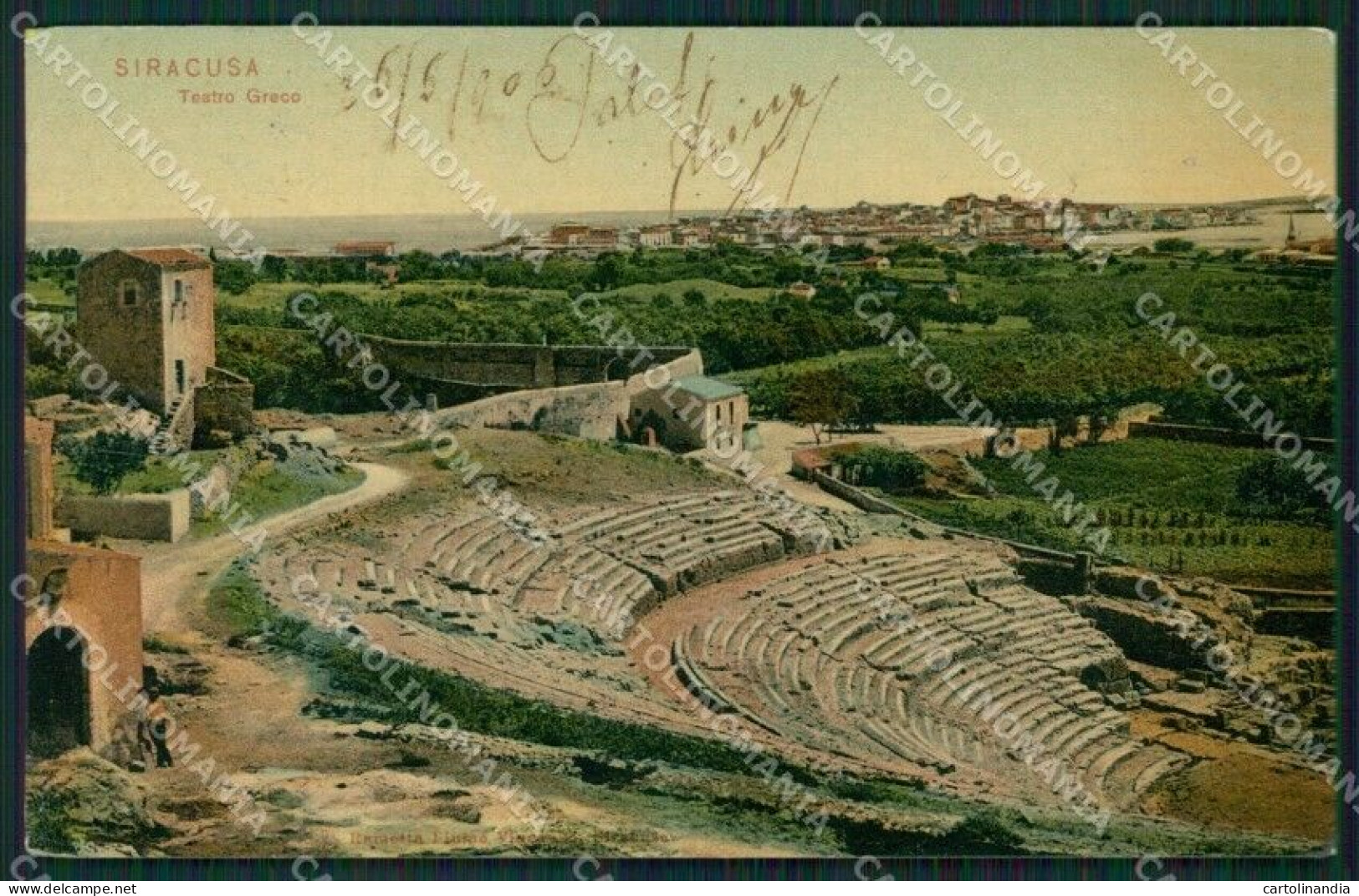 Siracusa Città Teatro Greco ABRASA ANGOLINO SCOLLATO Cartolina KVM0534 - Siracusa