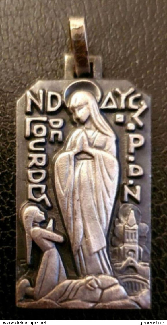 Belle Médaille Religieuse Milieu XXe "Notre-Dame De Lourdes" Graveur: Fernand Py - Religious Medal - Religion & Esotérisme