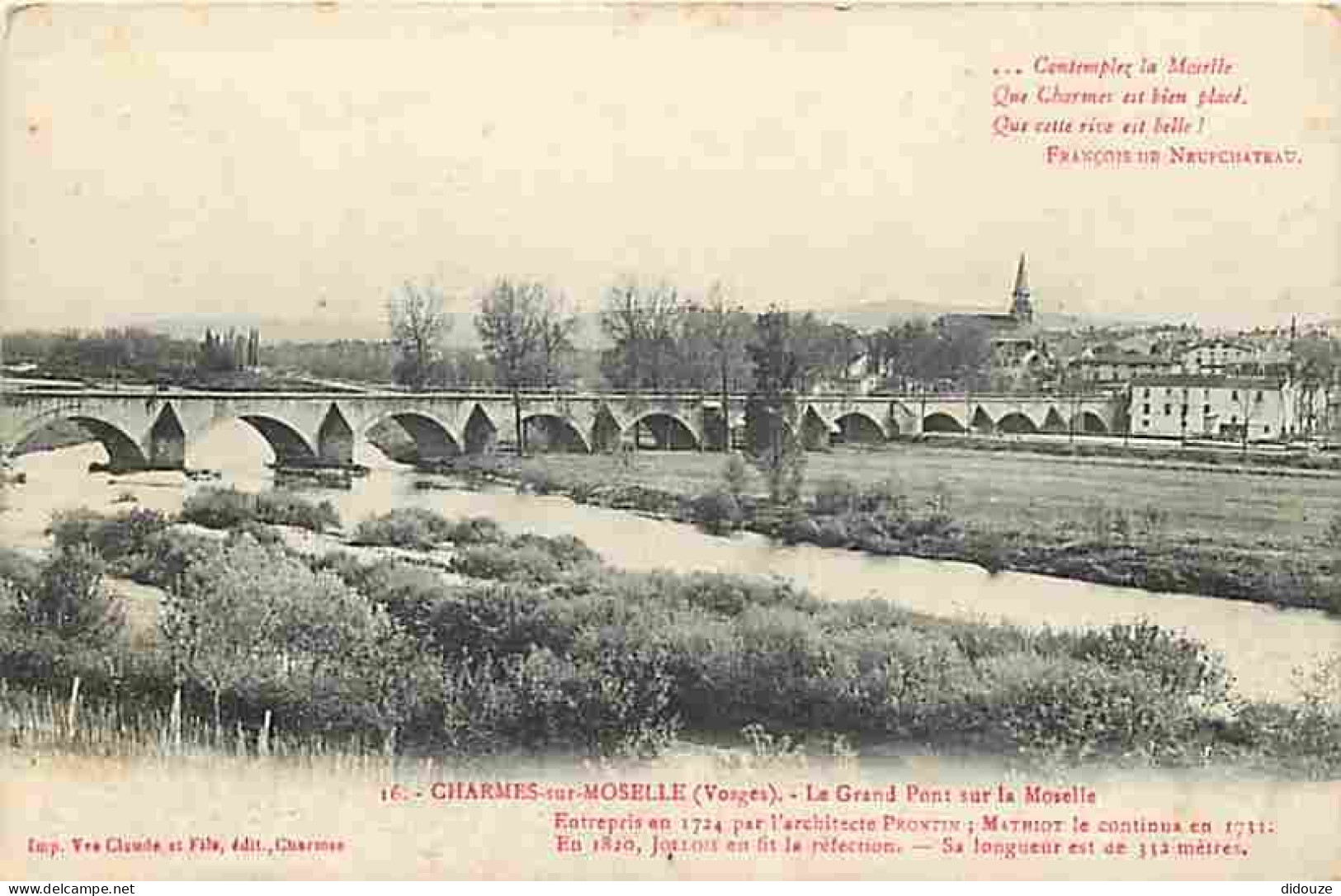 88 - Charmes Sur Moselle - Le Grand Pont Sur La Moselle - Voyagée En 1918 - CPA - Voir Scans Recto-Verso - Charmes