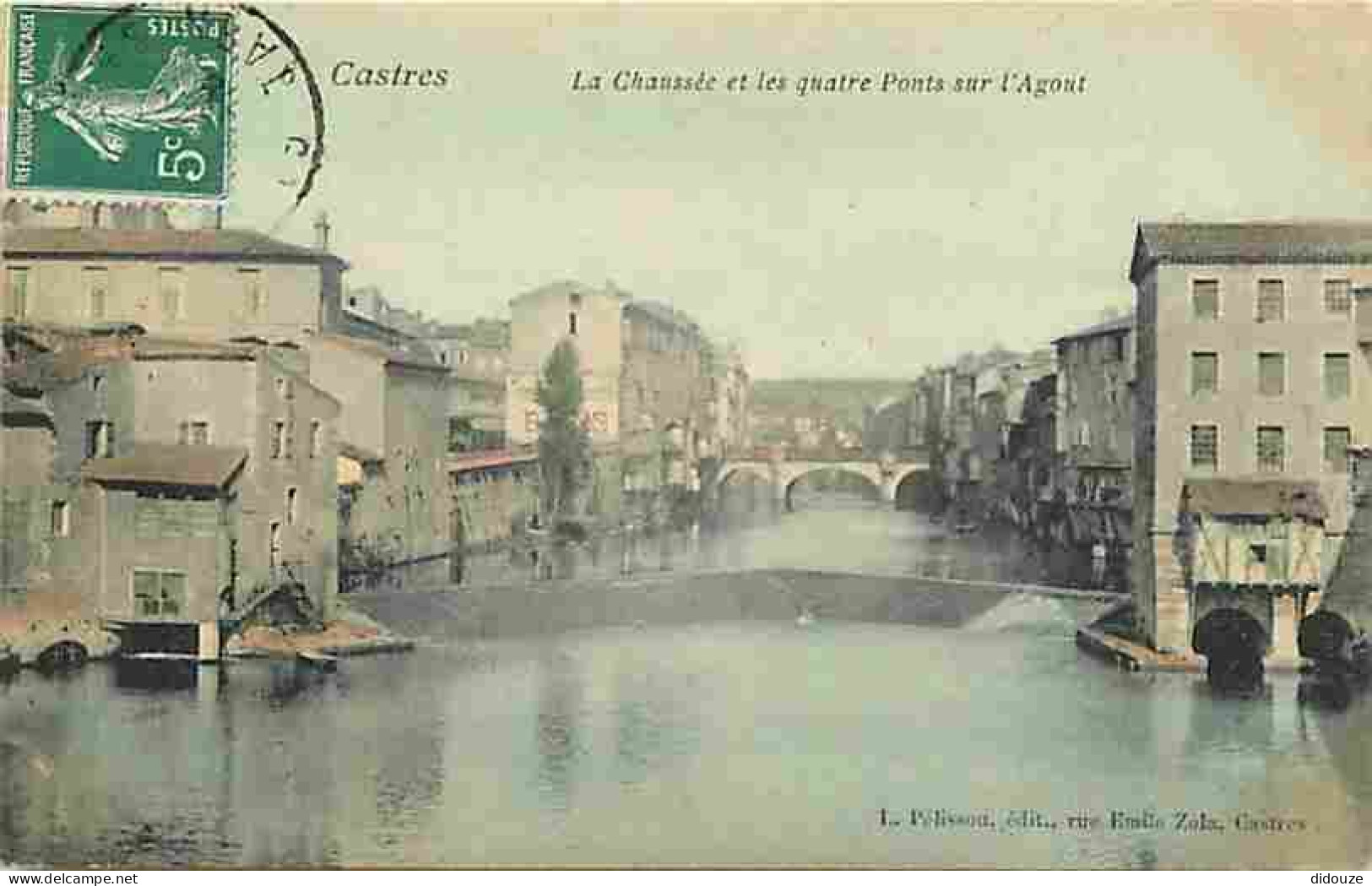 81 - Castres - La Chaussée Et Les Quatre Ponts Sur L'Agout - Colorisée - Oblitération Ronde De 1909 - CPA - Voir Scans R - Castres