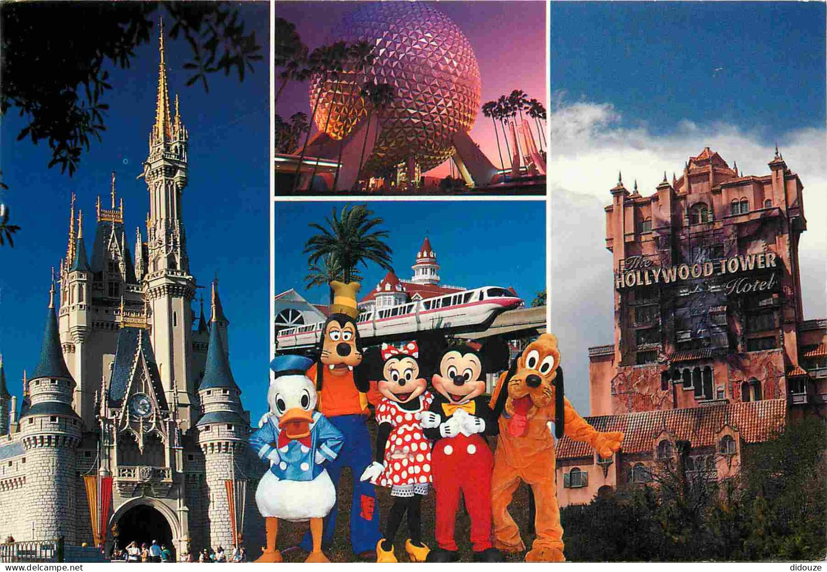 Parc D'Attractions - Walt Disney World - Multivues - Cinderella Castle - Hollywood Tower Hotel - CPM - Voir Scans Recto- - Disneyworld