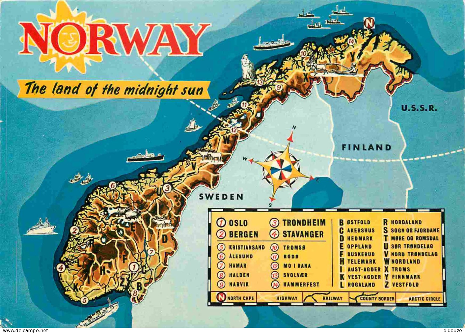 Norvège - Carte Géographique - Norge - Norway - CPM - Voir Scans Recto-Verso - Noorwegen