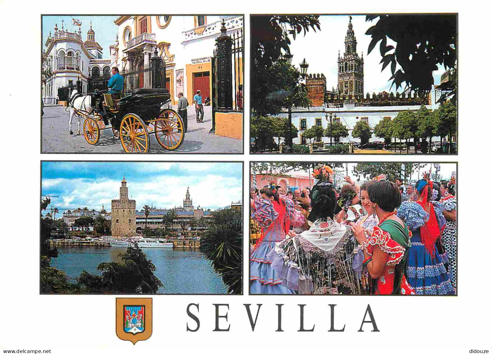 Espagne - Espana - Andalucia - Sevilla - Multivues - Calèche - Chevaux - Folklore - Espana - CPM - Voir Scans Recto-Vers - Sevilla (Siviglia)