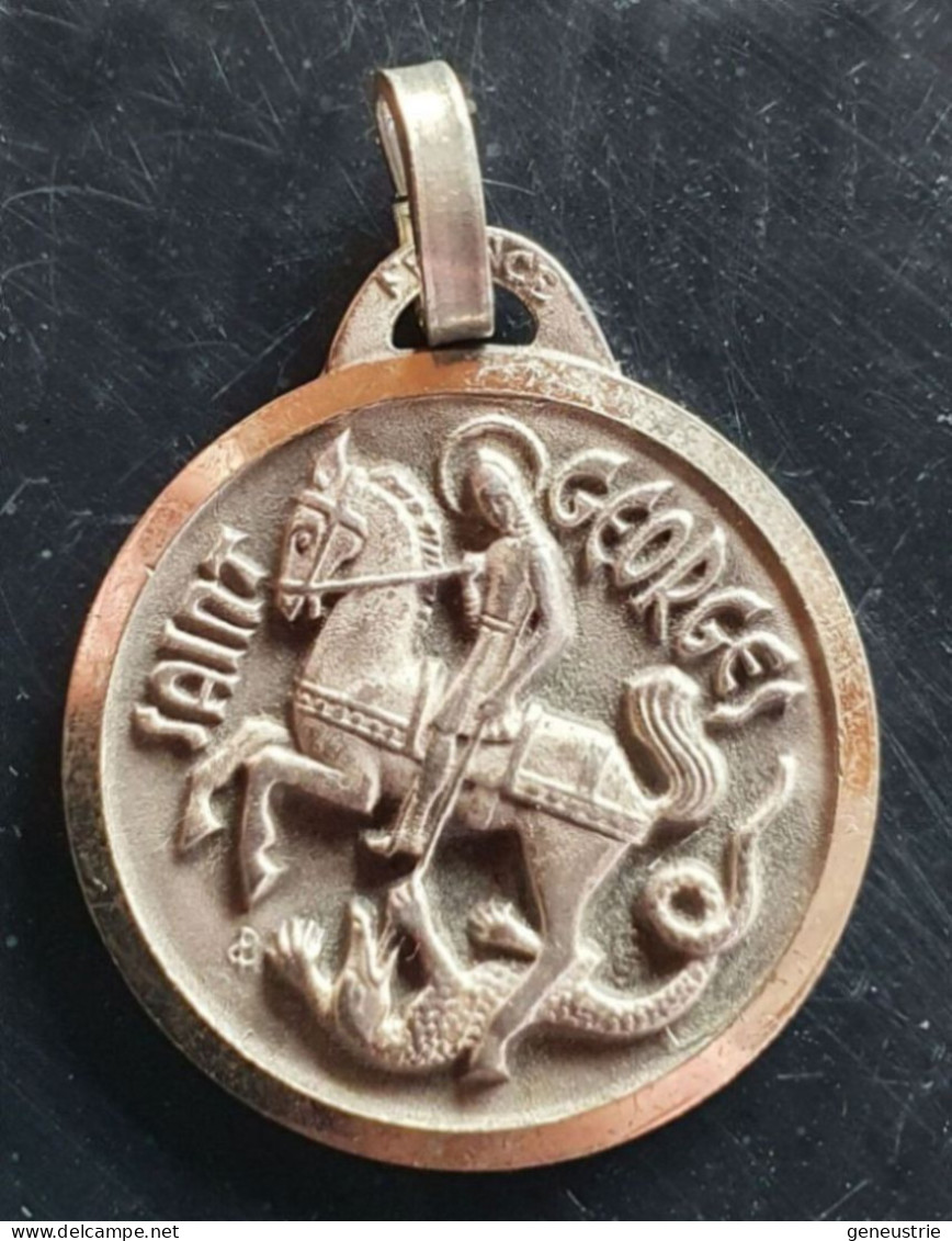 Pendentif Médaille Religieuse Milieu XXe "Saint Georges / S. George" Grav. Fernand Py - Religious Medal - Religión & Esoterismo