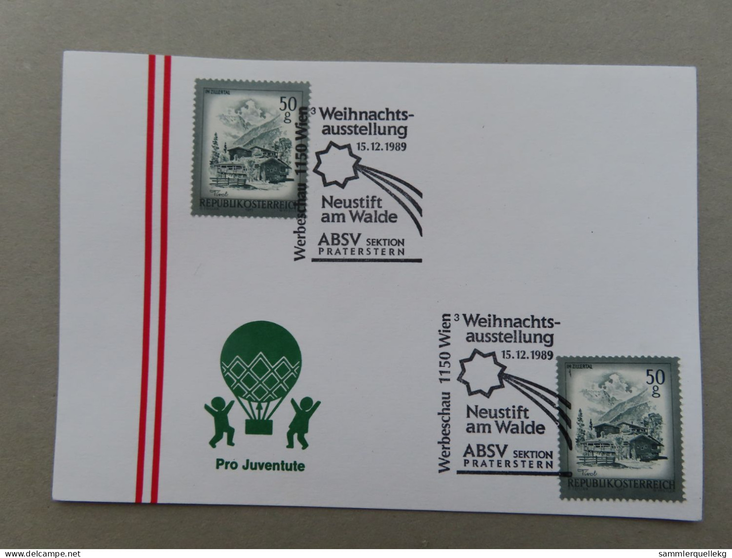 Österreich Pro Juventute - Mit Sonderstempel 15. 12. 1989 Neustift Am Walde, Weihnachtsausstellung (Nr.858) - Otros & Sin Clasificación