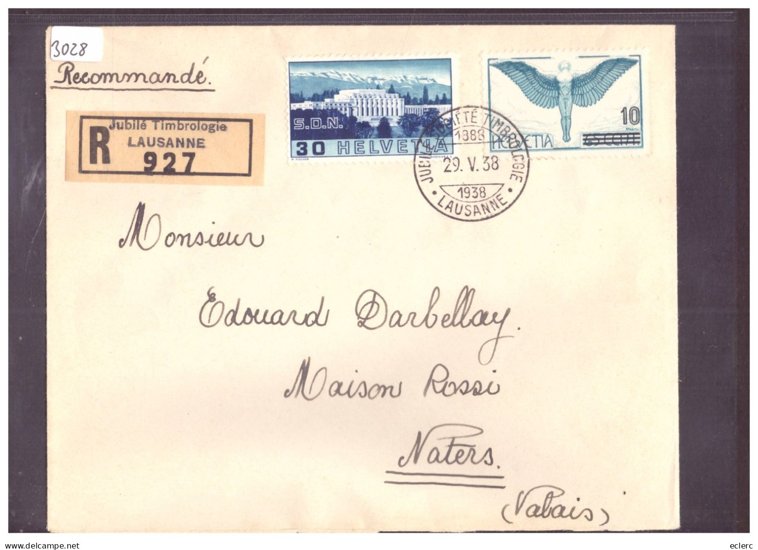 SDN COLONNE CASSEE SUR LETTRE RECOMMANDEE - COTE 180.- - Variétés