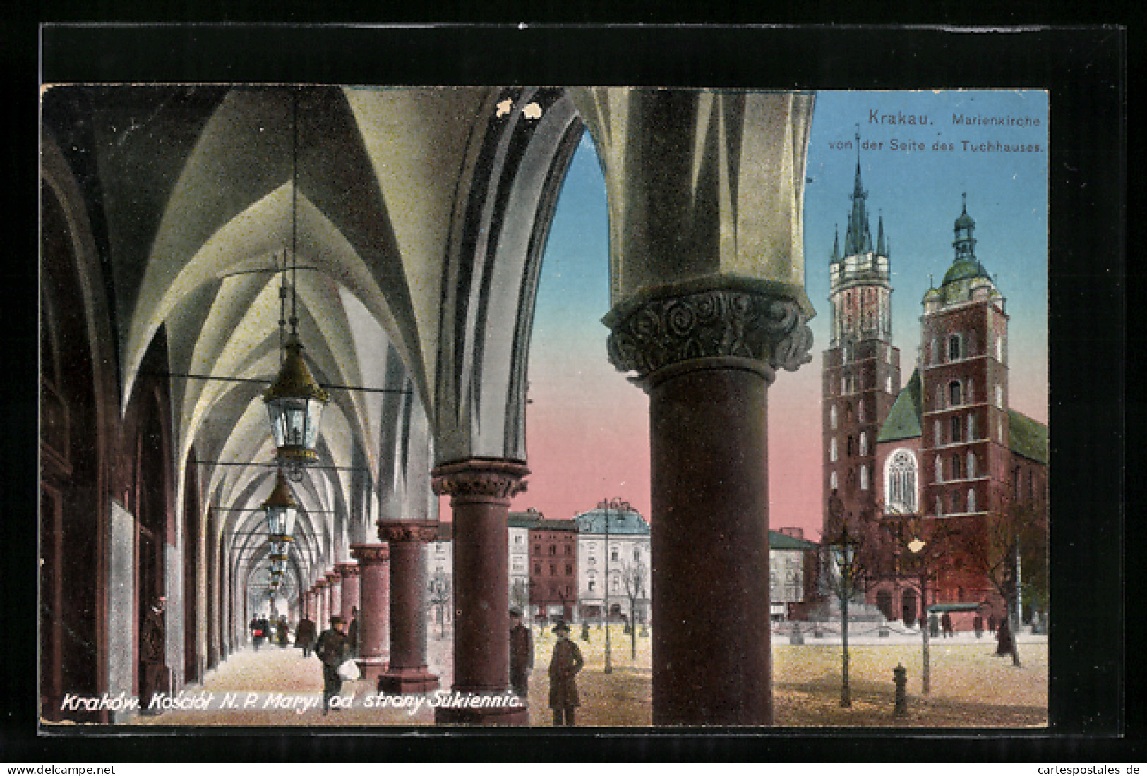 AK Krakau, Marienkirche Von Der Seite Des Tuchhauses  - Polonia