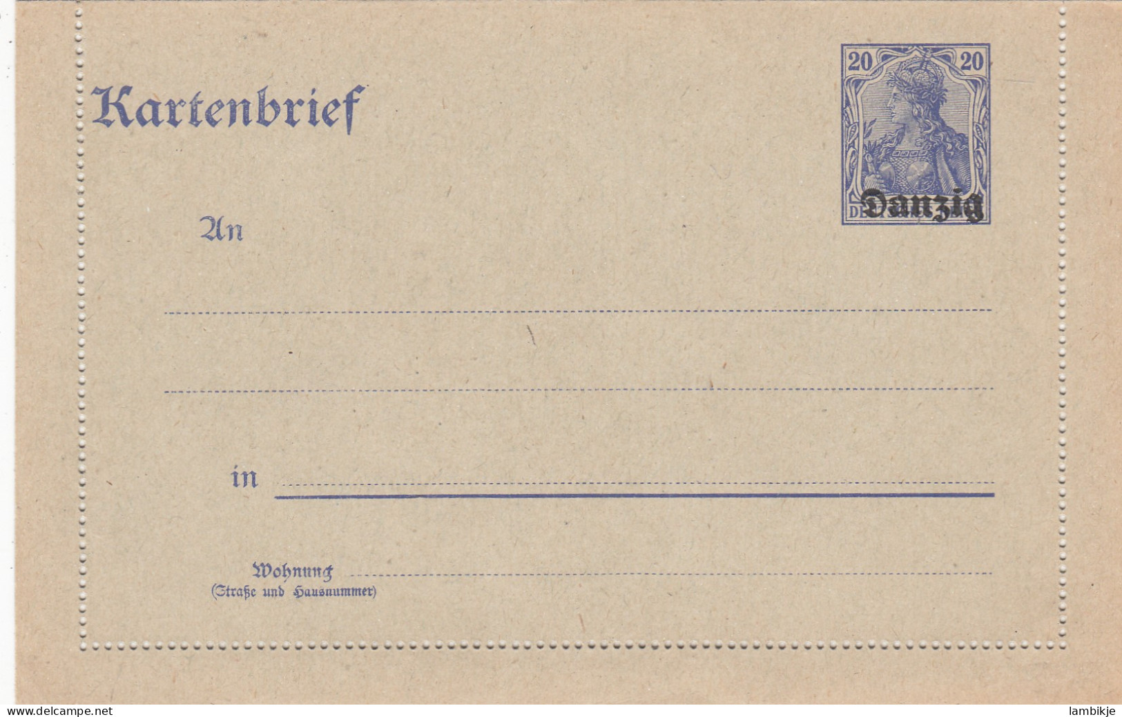 Deutsches Reich Danzig Kartenbrief 1920 - Covers & Documents