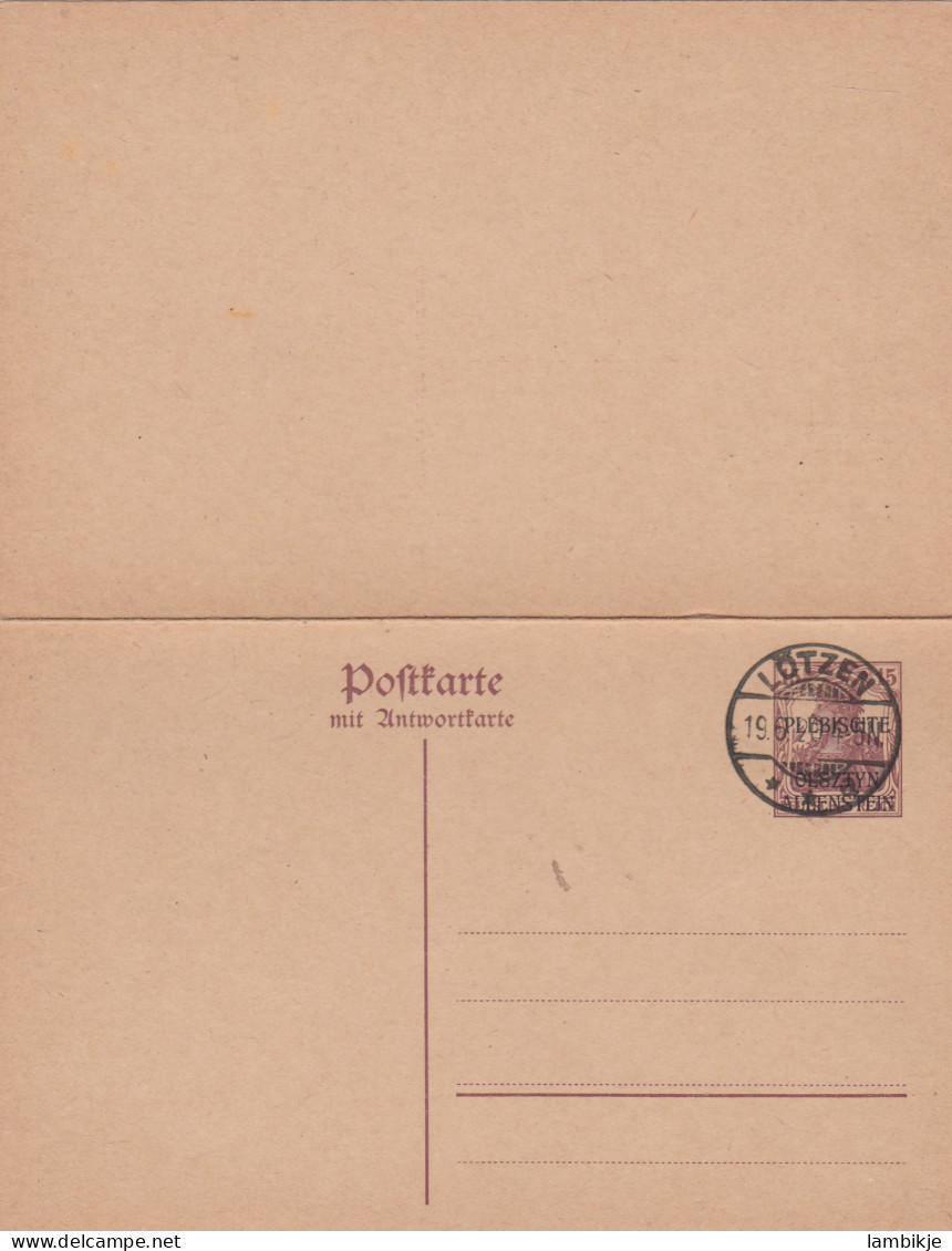 Deutsches Reich Allenstein Postkarte 1920 - Covers & Documents