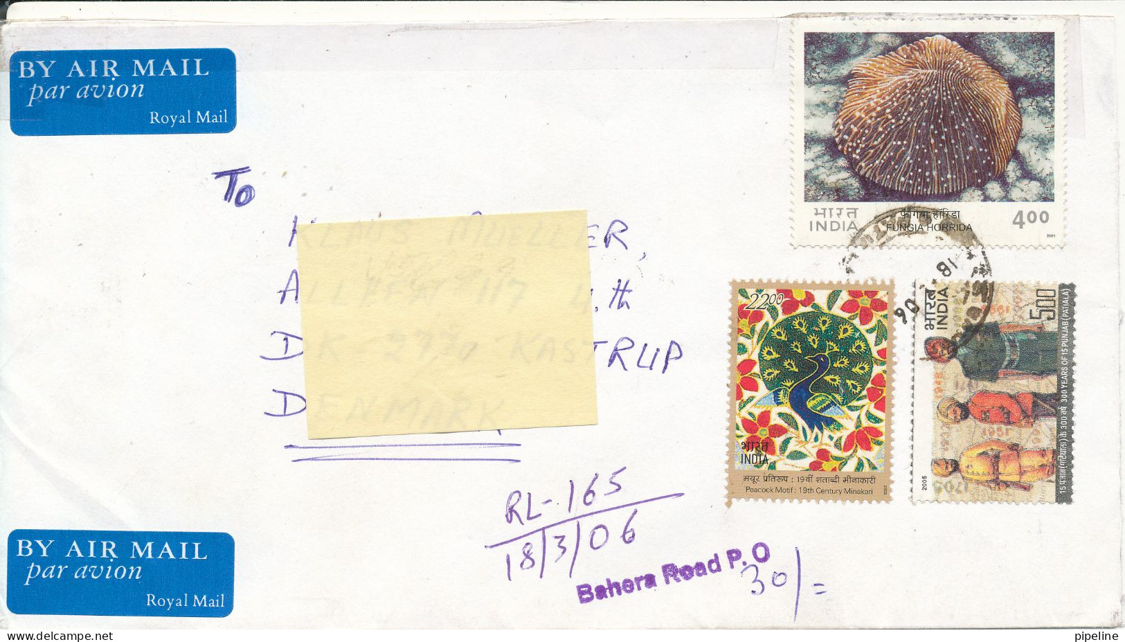 India Registered Cover Sent Air Mail To Denmark 18-3-2006 Topic Stamps - Storia Postale