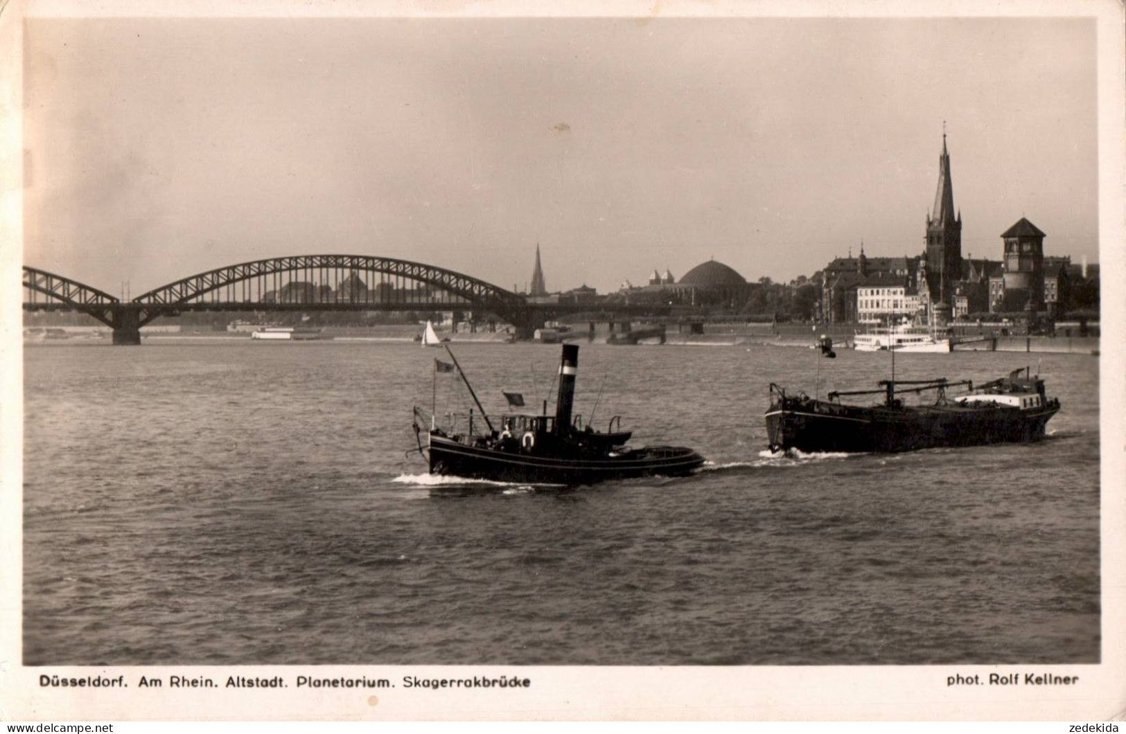 H1563 - Düsseldorf Schlepper Schleppkahn Skagerrakbrücke - Foto Rolf Kellner - Sleepboten