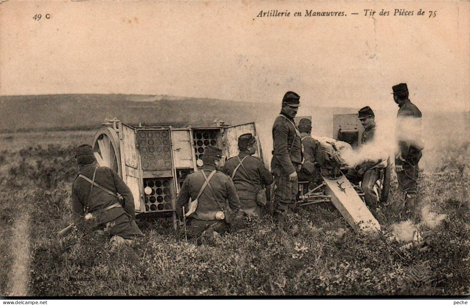 N°606 W -cpa Artillerie En Manoeuvre -tir Des Pièces De 75- - Manoeuvres