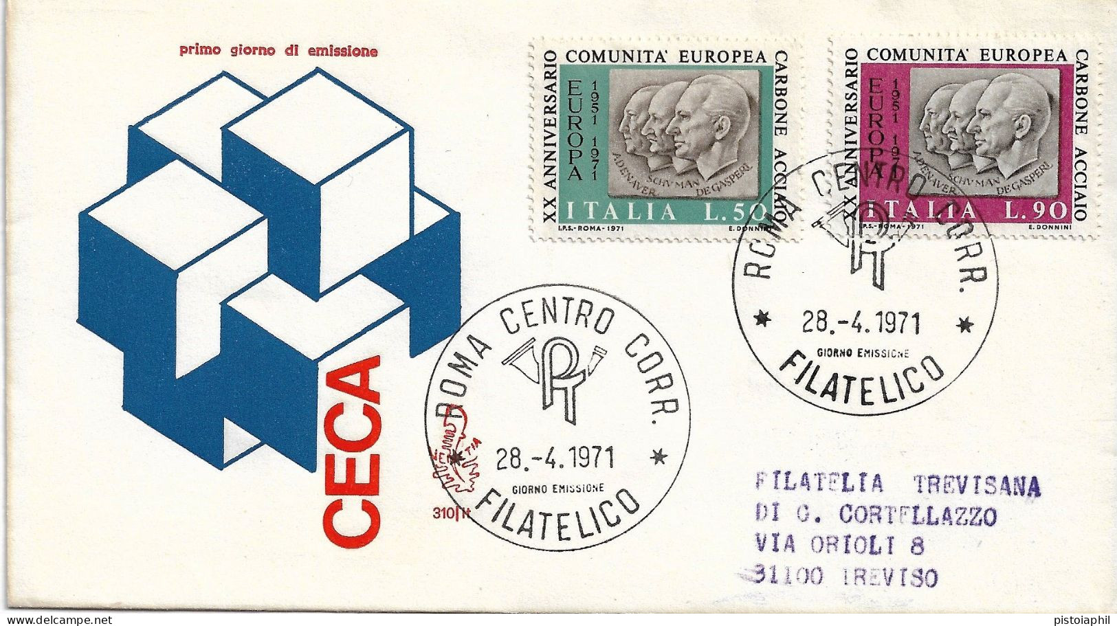 Fdc Venetia: CECA 1971 No Viaggiata, Annullo  Filatelico Roma - FDC