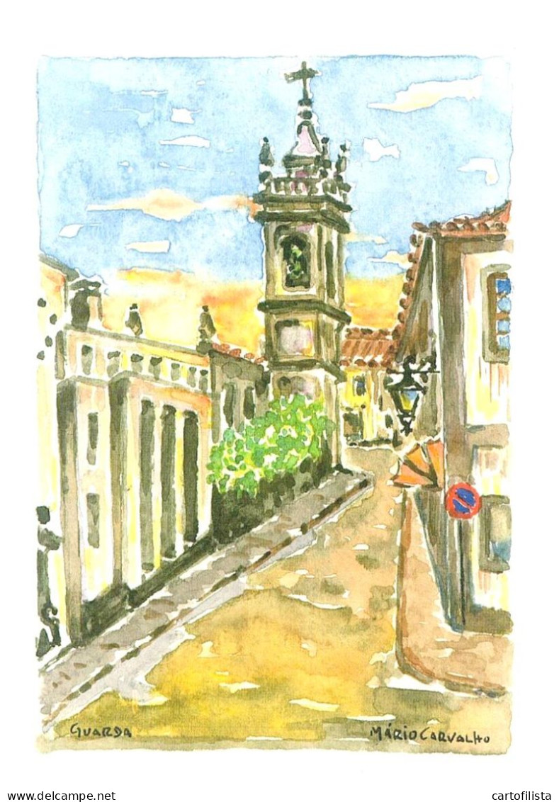 GUARDA - Aguarela De Mário Carvalho De Antiga C.G.D. E Torre Da Misericórdia  ( 2 Scans ) - Guarda