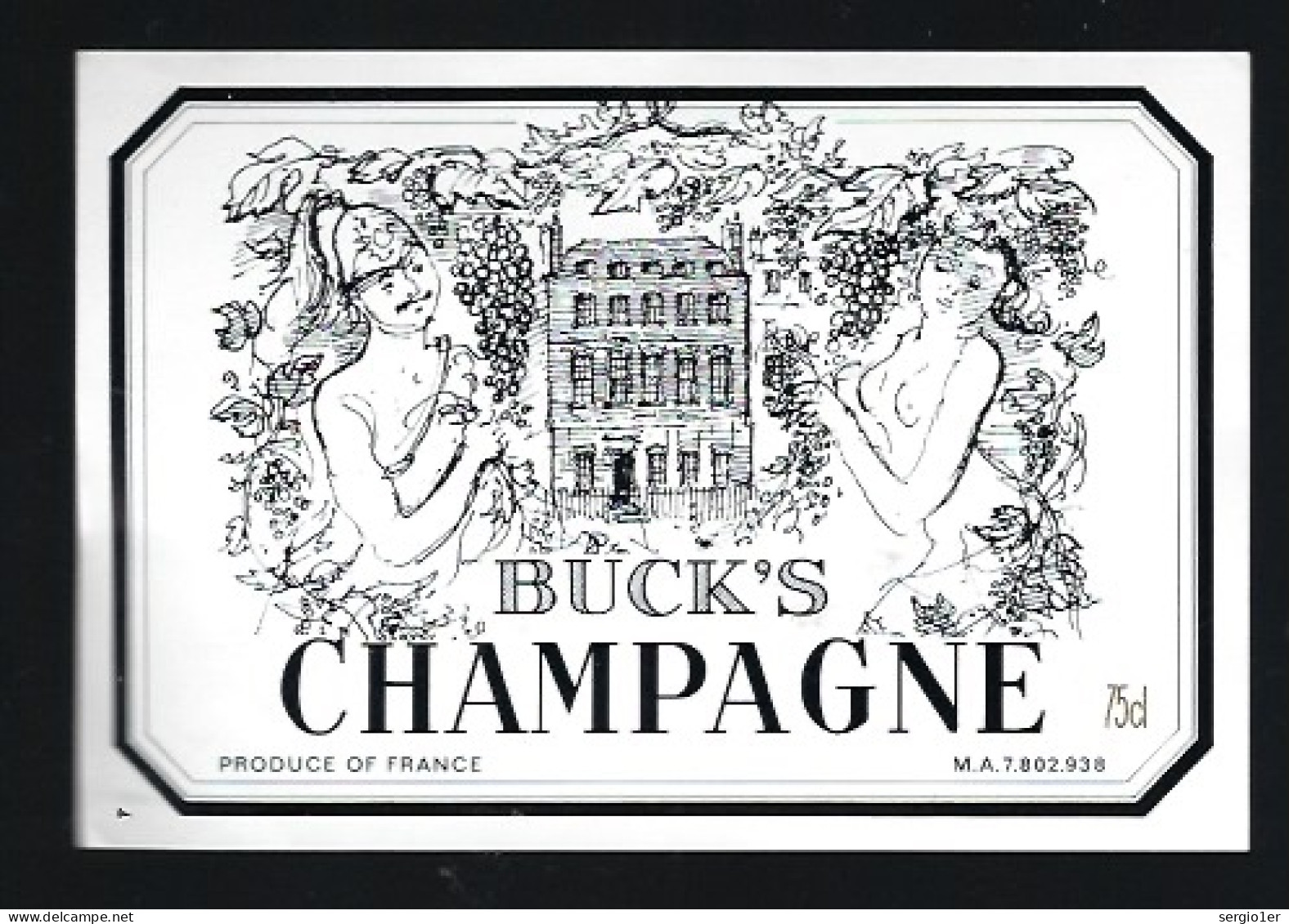 Etiquette Champagne Buck's "pompier, Femme Dénudée" - Champagne