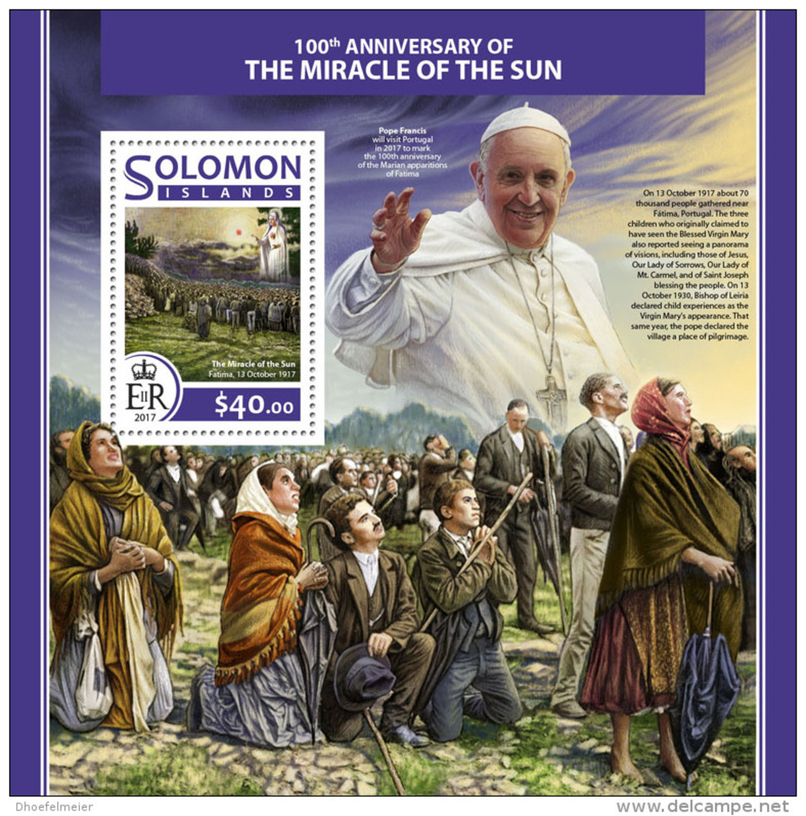 SOLOMON ISLANDS 2017 ** Miracle Of The Sun Sonnenwunder Fatima Miracle Du Soleil S/S - OFFICIAL ISSUE - DH1724 - Christendom