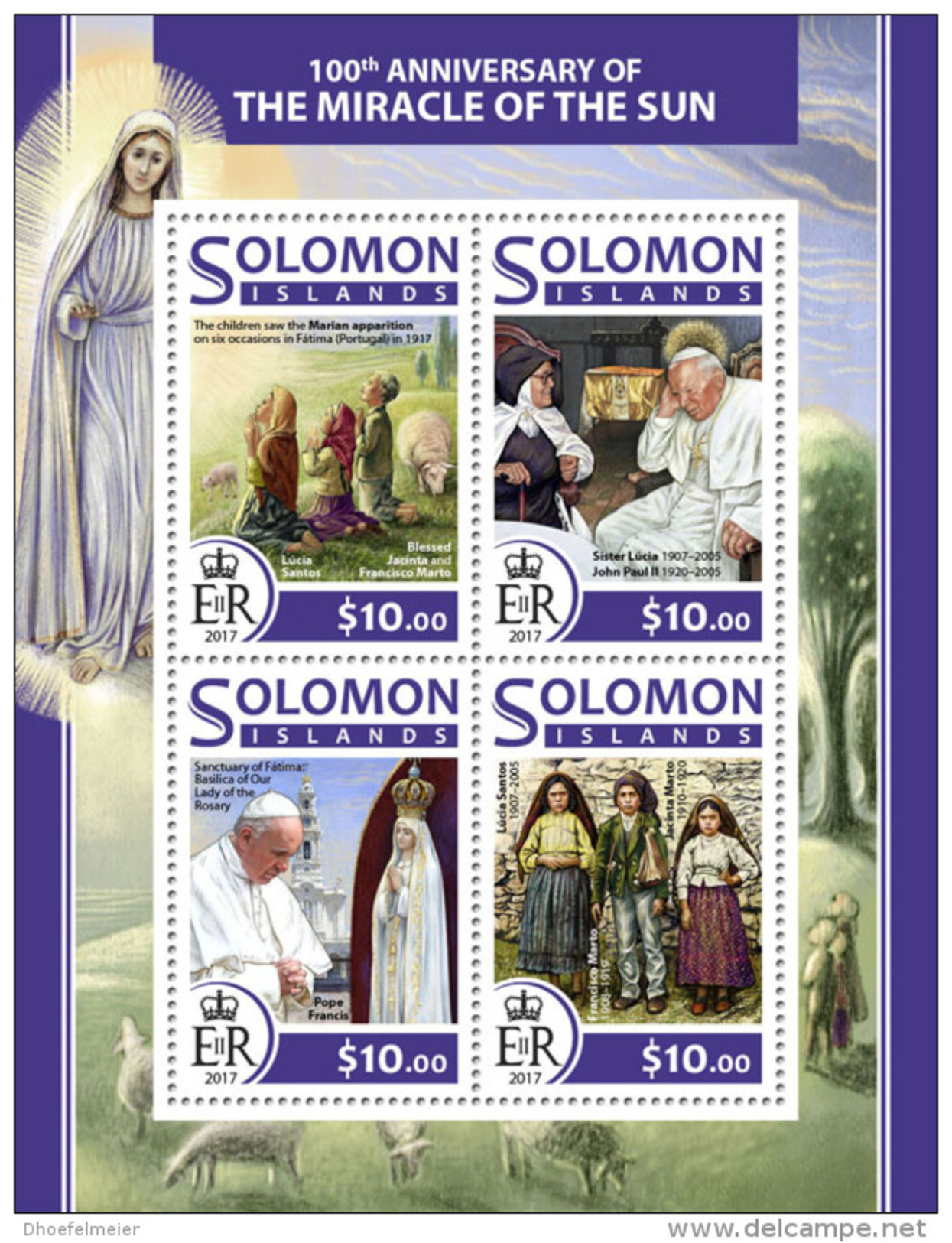 SOLOMON ISLANDS 2017 ** Miracle Of The Sun Sonnenwunder Fatima Miracle Du Soleil M/S - OFFICIAL ISSUE - DH1724 - Cristianismo