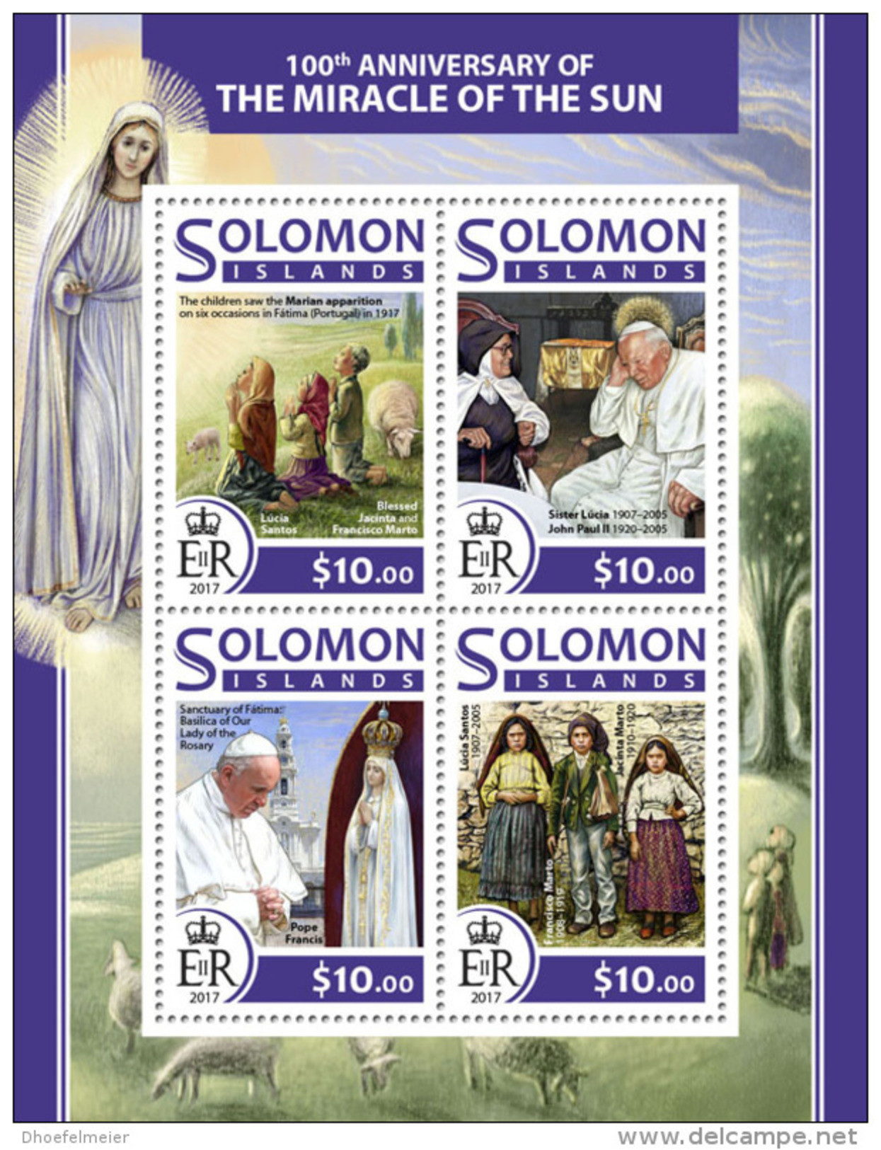 SOLOMON ISLANDS 2017 ** Miracle Of The Sun Sonnenwunder Fatima Miracle Du Soleil M/S - OFFICIAL ISSUE - DH1724 - Christianisme