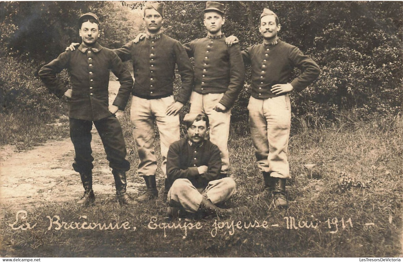 CARTE PHOTO - La Braxonne - Equipe Joyeuse - Mai 1911 - Soldats - Animé - Carte Postale Ancienne - Fotografía