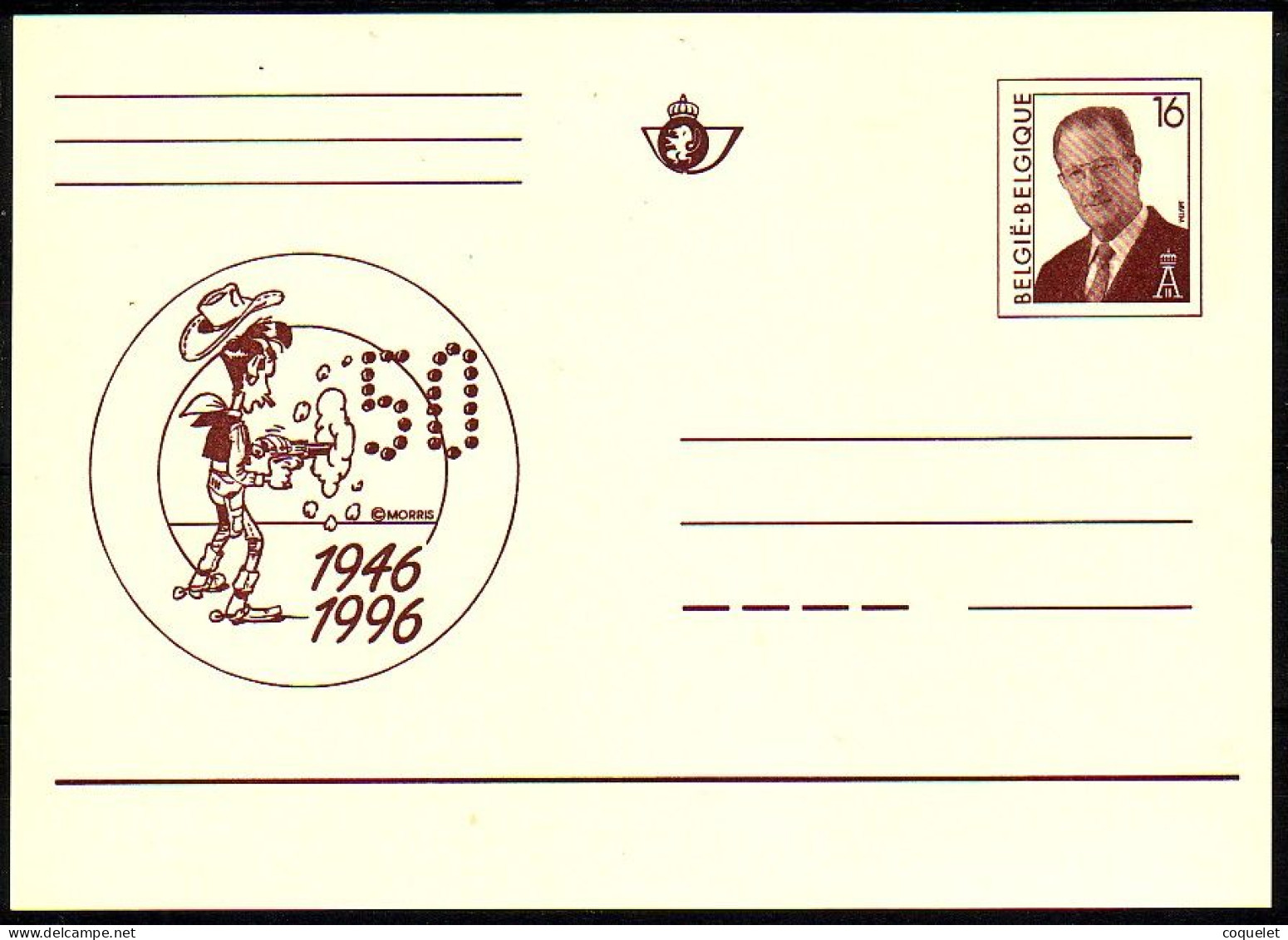 Belgique - Entiiers Postaux - Cartes Illustrées  LUCKY LUKE Son Cinquantenaire 1946-1996 - Fumetti