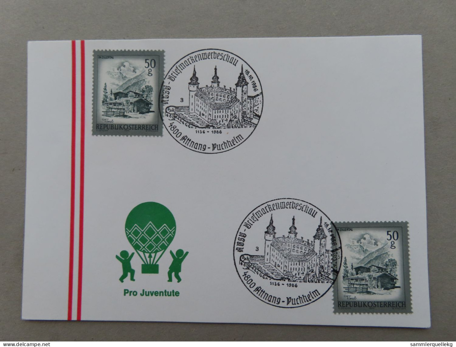 Österreich Pro Juventute - Mit Sonderstempel 18. 10. 1986 Attnang - Puchheim, Briefmarkenwerbeschau (Nr.864) - Autres & Non Classés