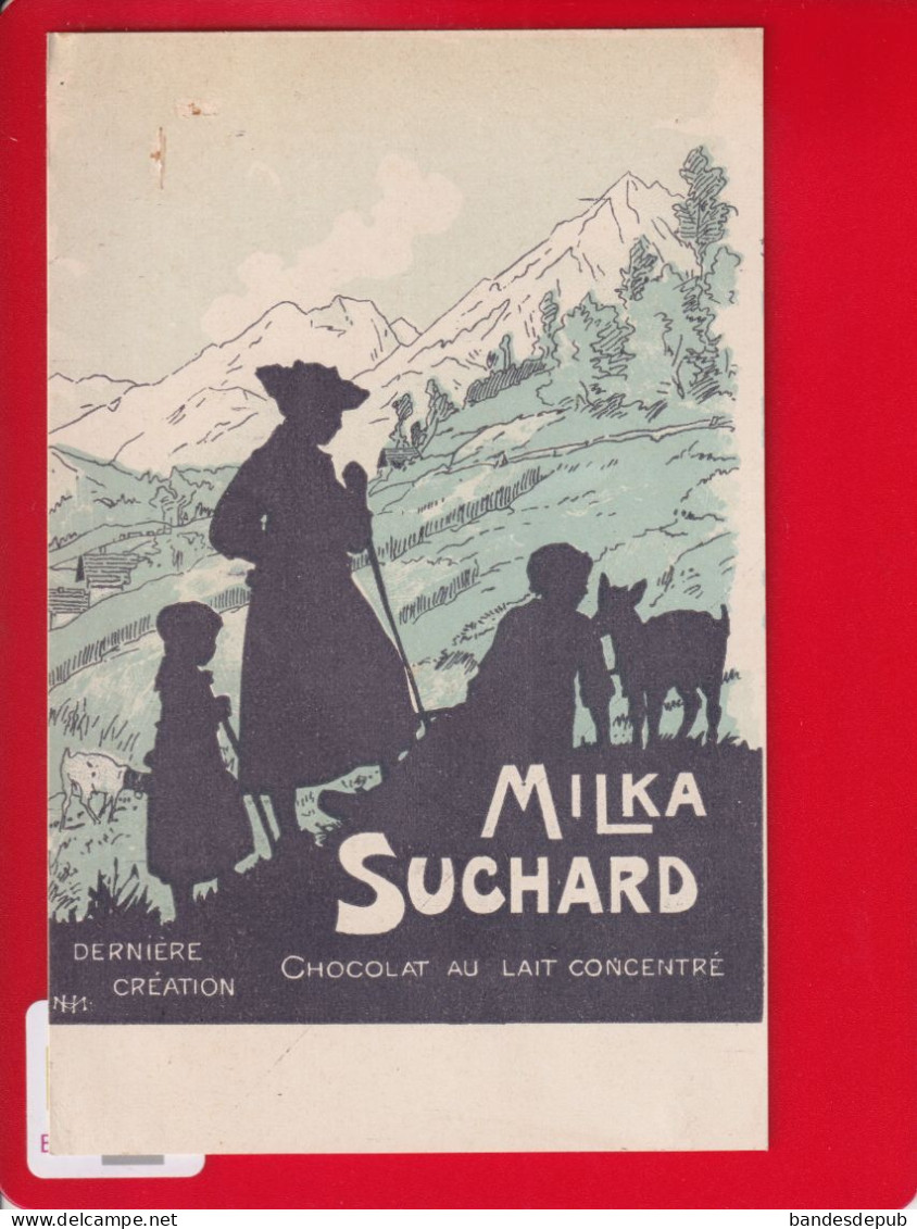 CPA Publicitaire Chocolat SUCHARD Ombres Chinoises Randonneuse Montagne Enfant Chèvre Chamois Cabri ? - Advertising