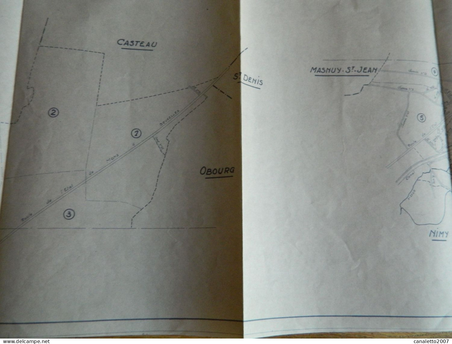 MAISIERES : GRAND PLAN DE LA COMMUNE DE MAISIERES  AVEC MASNUY ST JEAN-CASTEAU _OBOURG-NIMY-MONS - Andere Pläne