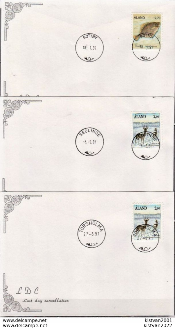 Aland 9 Covers With Different Last Day Cancellations - Aland