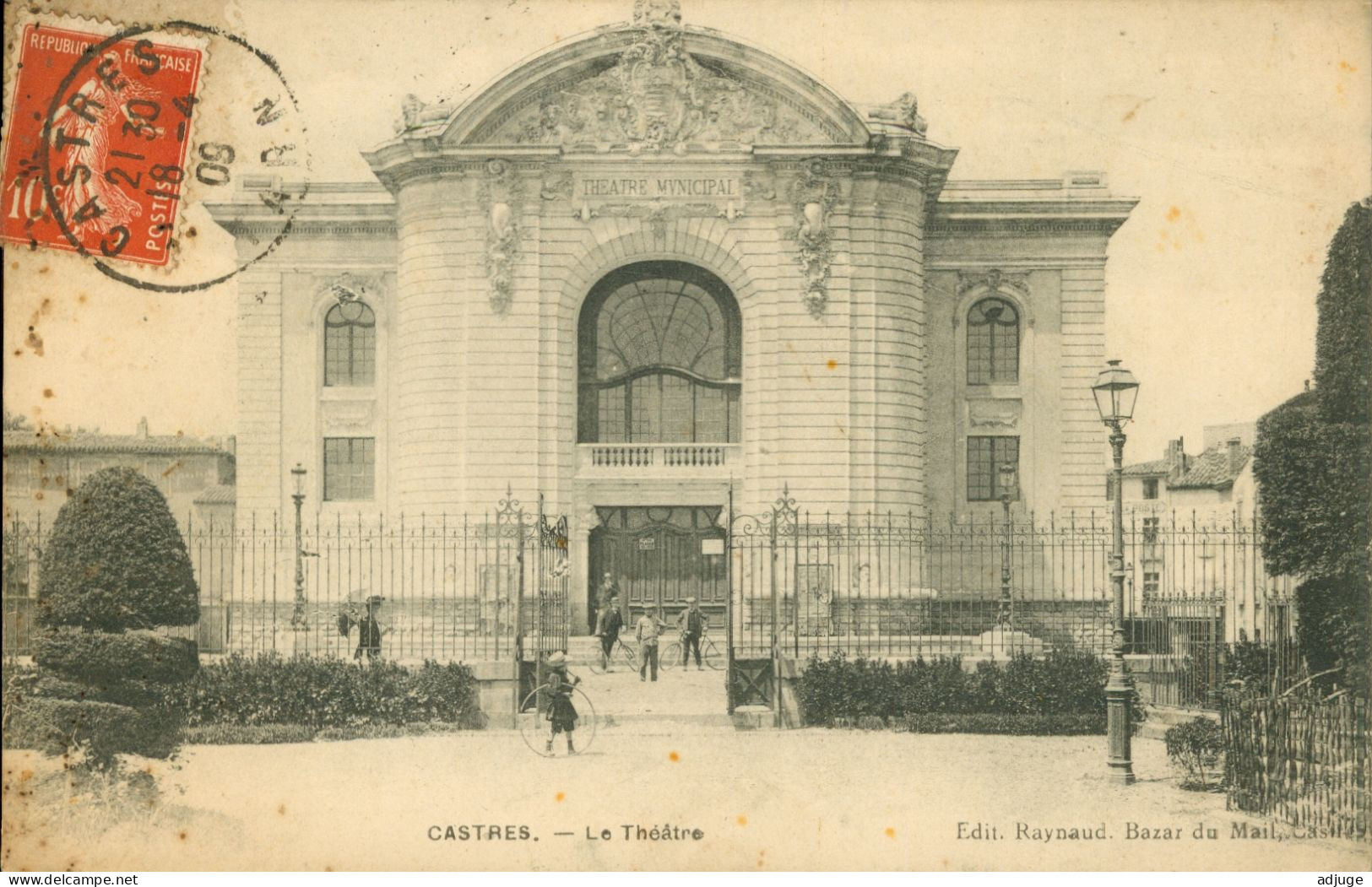 CPA-CASTRES- Le Théâtre Municipal - Edit. Raynaud, Bazar Du Mail * 1909 *TBE -*2 Scans - Castres