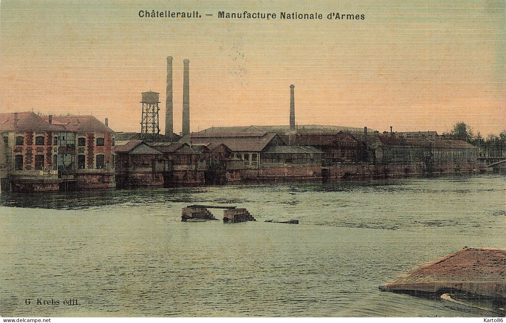 Chatellerault * La Manufacture Nationale D'armes * Usine Industrie * Cpa Toilée Colorisée Ancienne - Chatellerault