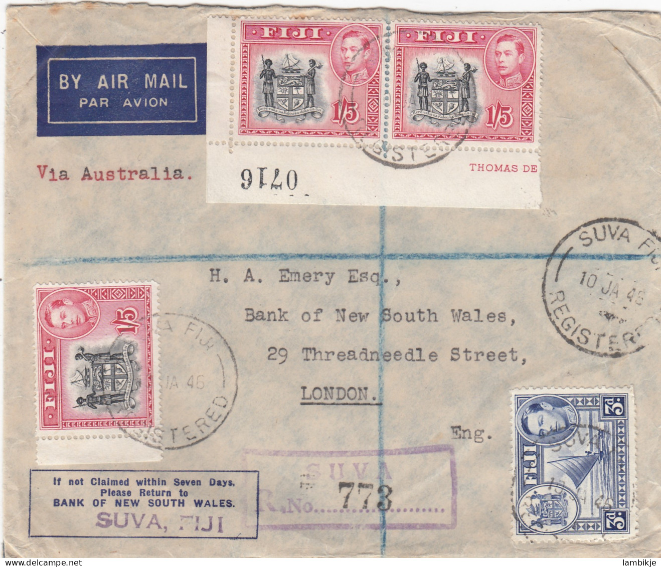 Fiji Island R Cover 1946 - Fiji (1970-...)