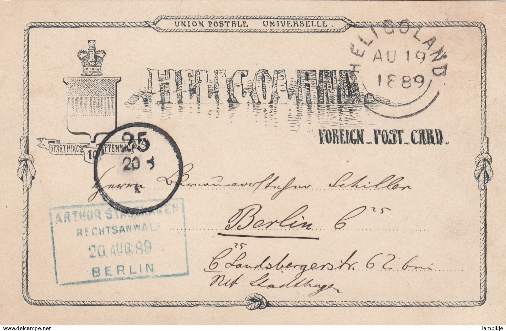 AD Heligoland Postkarte 1889 - Héligoland