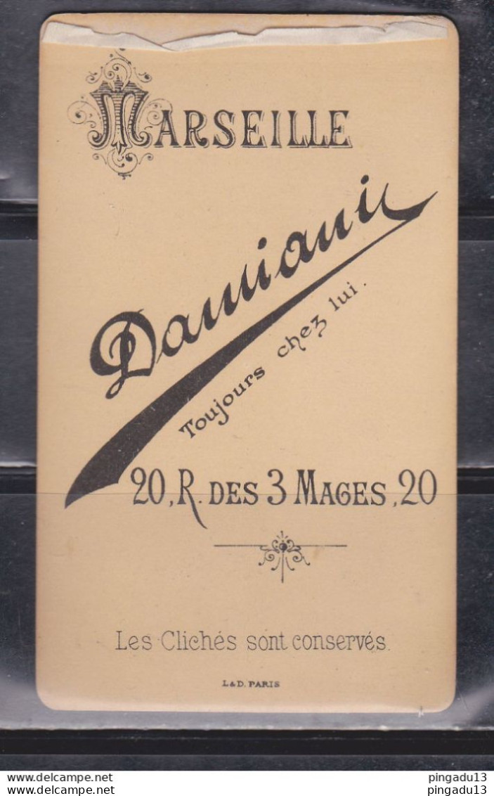 Fixe Format CDV Damiani Marseille Portrait Jeune Fille Coiffe Folklore - Anciennes (Av. 1900)