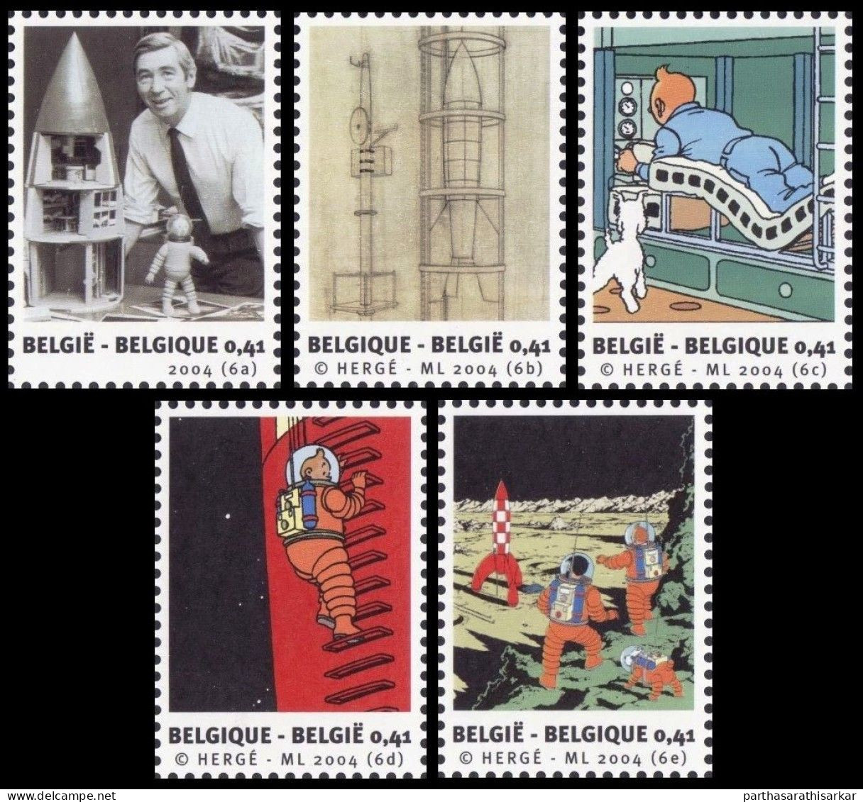 BELGIUM 2004 ADVENTURES OF TINTIN (TINTIN IN MOON) COMICS COMPLETE SET MNH RARE - Fumetti