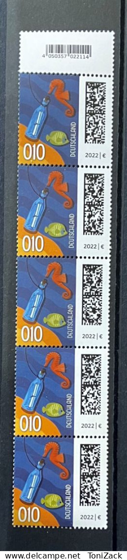 BRD MiNr. 3723, “Flaschenpost”, 3. Auflage, 5er-Streifen, Postfrisch - Roulettes