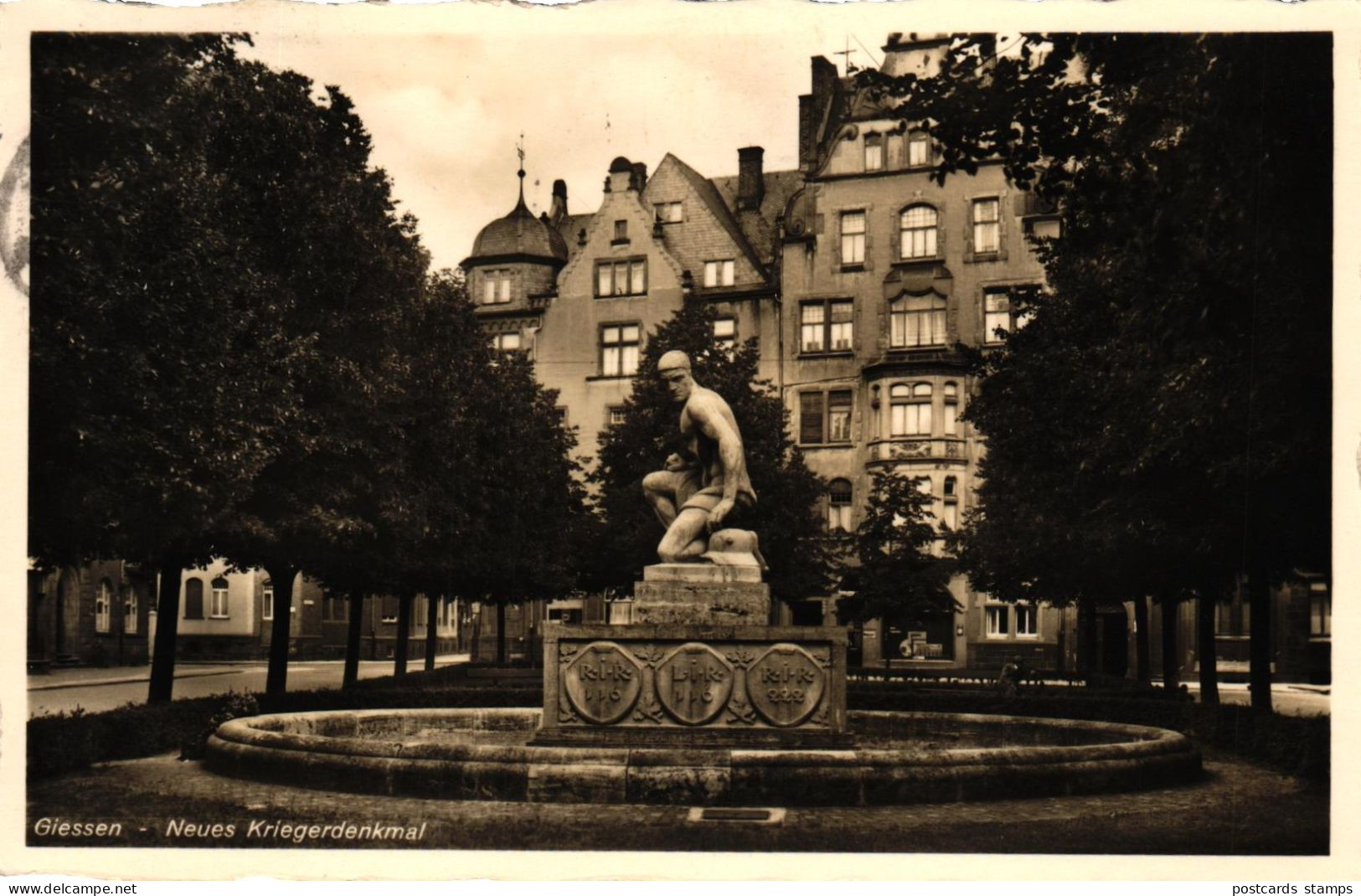Giessen, Neues Kriegerdenkmal, Karte Der Konditorei Amend, 1938 - Giessen