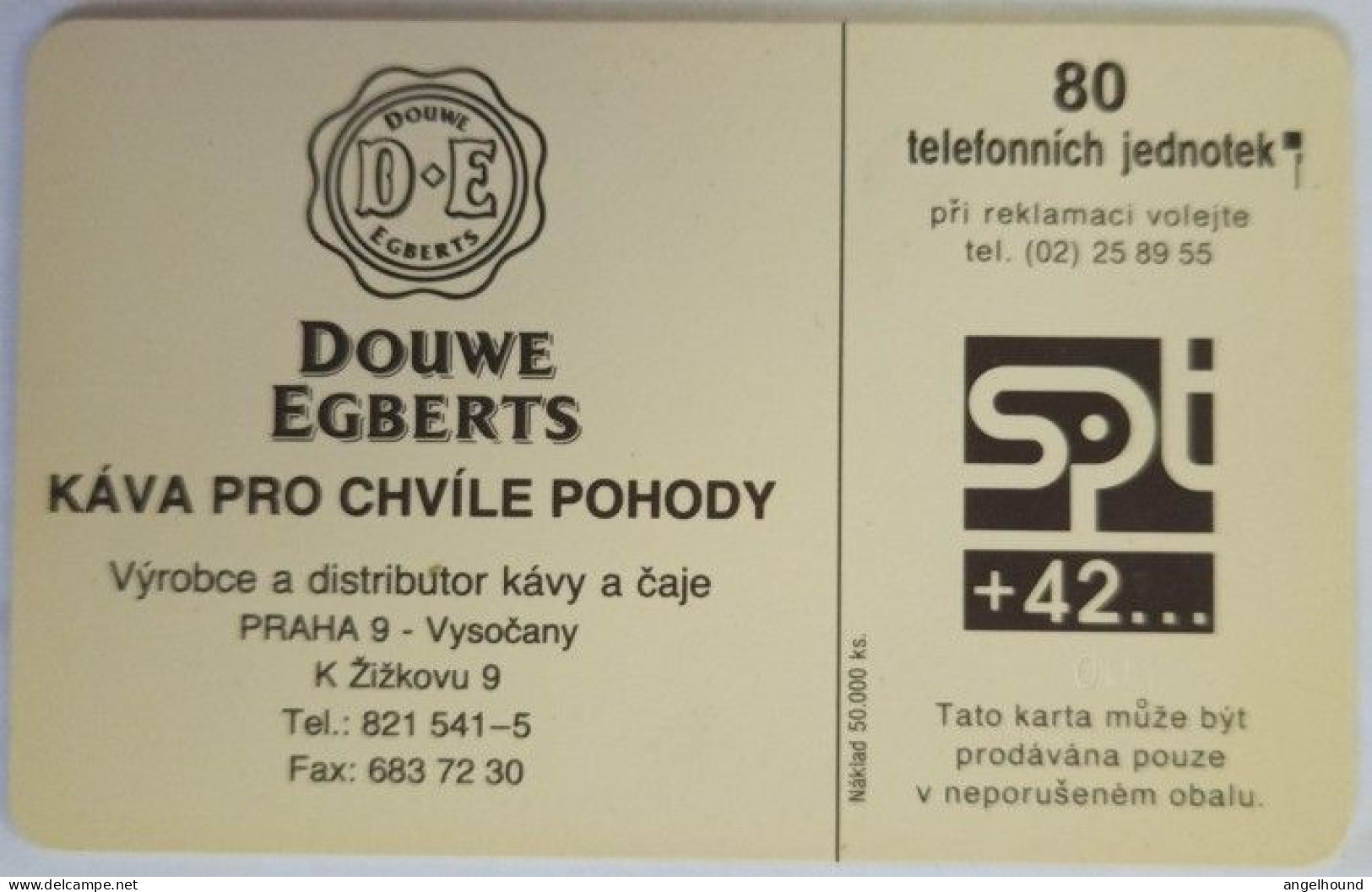 Czech Republic 80 Units Chip Card - Promotion - Coffee Douwe Egberts - Tsjechië