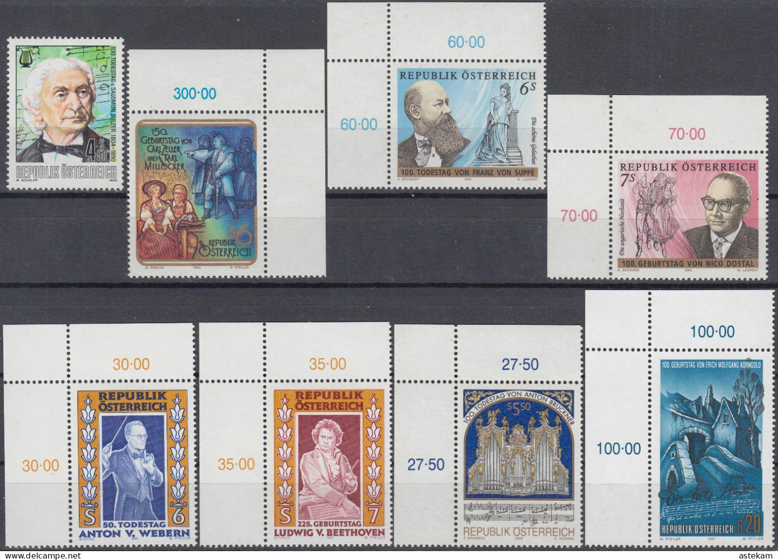 AUSTRIAN COMPOSERS, 46 COMPLETE MNH SERIES With GOOD QUALITY, *** - Music