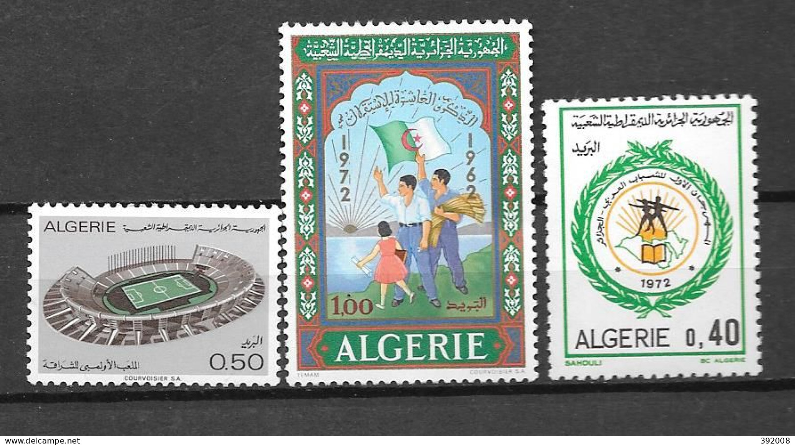 1972 - 554 à 556**MNH - Stade Olympique De Cheraga - 10 Ans Indépendance - Festival De La Jeunesse Arabe - Algerien (1962-...)