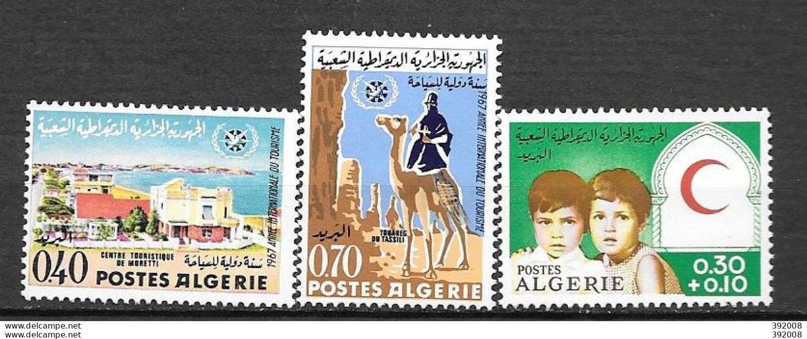 1967 - 444 à 446*MH - Année Internationale Du Tourisme, Croissant Rouge - Algerije (1962-...)