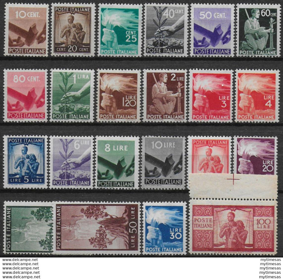 1945-48 Italia Democratica Mc 23v. MNH Sass. N. 543/65 - 1946-60: Nieuw/plakker