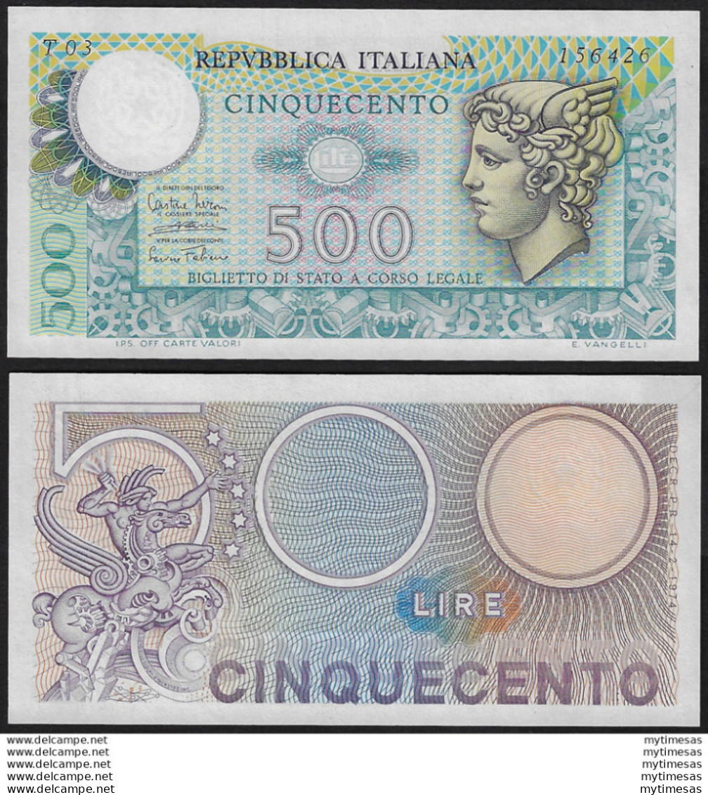 1974 Italia Lire 500 Mercurio FDS Rif. BS 26A Gigante - Andere & Zonder Classificatie