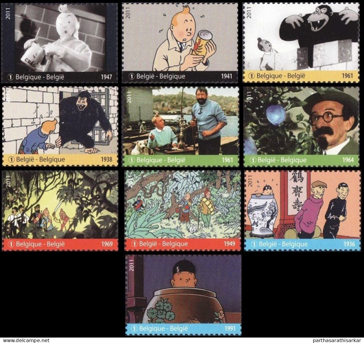 BELGIUM 2011 ADVENTURES OF TINTIN COMPLETE SET MNH - Fumetti