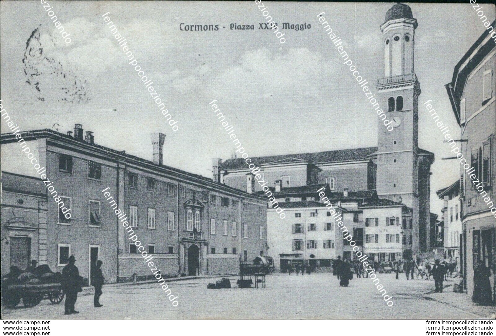 Bg290 Cartolina Cormons Piazza XXIV Maggio Provincia Di Gorizia 1917 - Gorizia