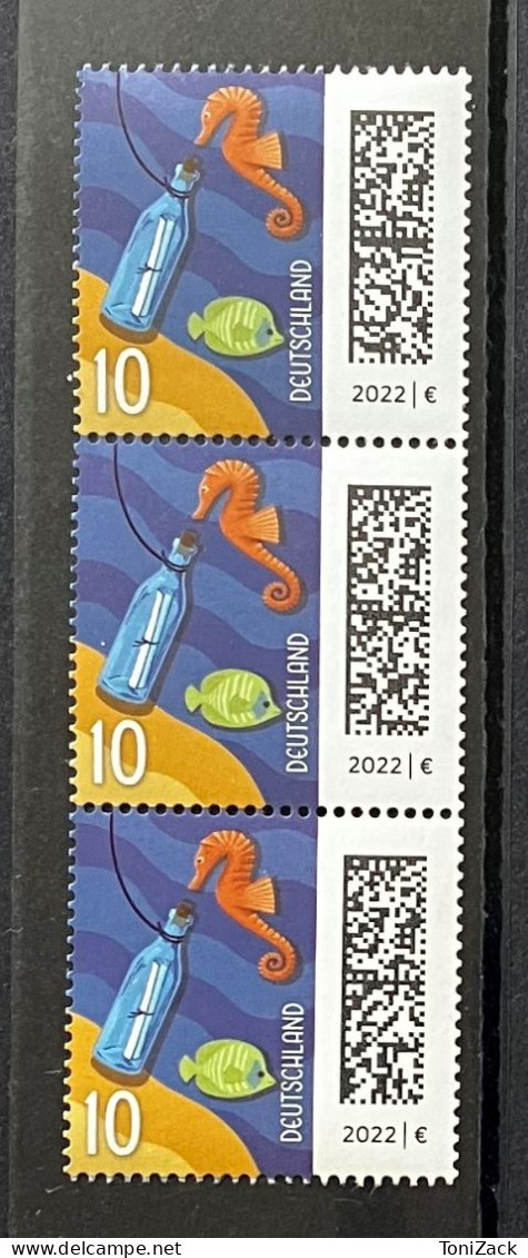 BRD MiNr. 3723, “Flaschenpost”, 2. Auflage, 3er-Streifen Ohne ZN, Postfrisch - Roulettes